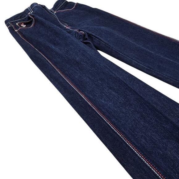 Vintage 70s Gloria Vanderbilt by Murjani Iconic Red White Stitch Dark Wash Jeans - Picture 11 of 16